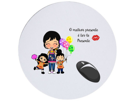 E-006EE - Tapete de rato poliester/silicone redondoO Seu Presente Personalizado