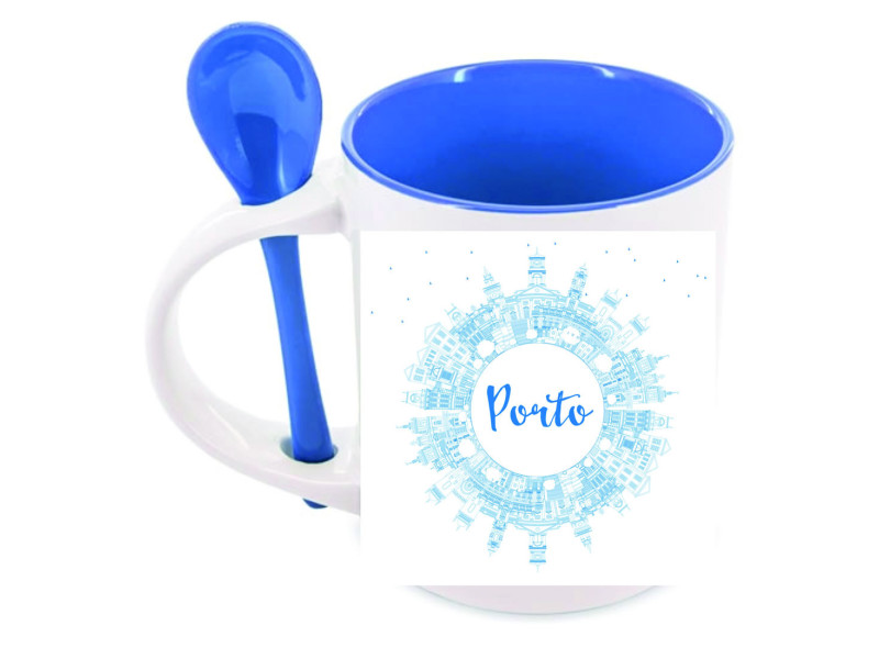 93200AZPP - Caneca interior e colher de corO Seu Presente Personalizado